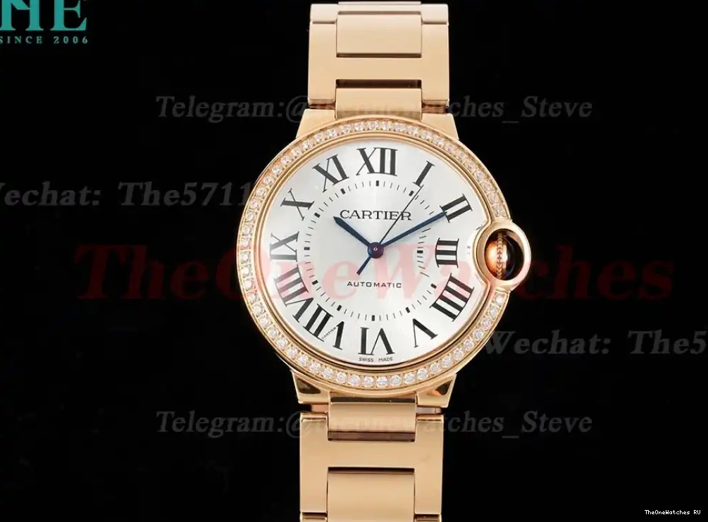 A076 Cartier YG YG De Ballon Wht 36mm 3KF Dia Bleu 0622